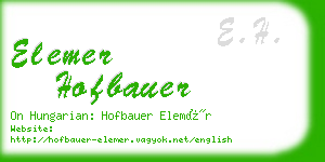 elemer hofbauer business card
